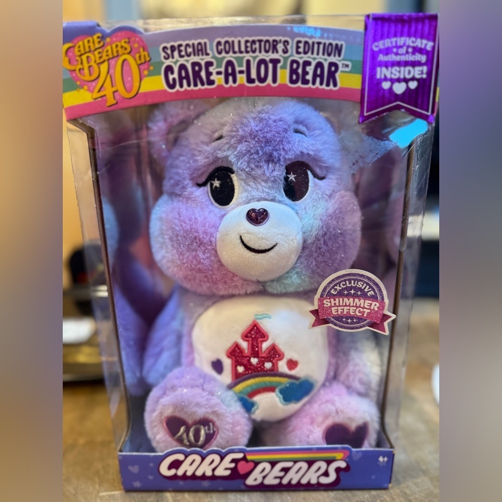 Care Bears Purple Shimmer Care-A-Lot Bear Plush 40th Special Collectors Edition